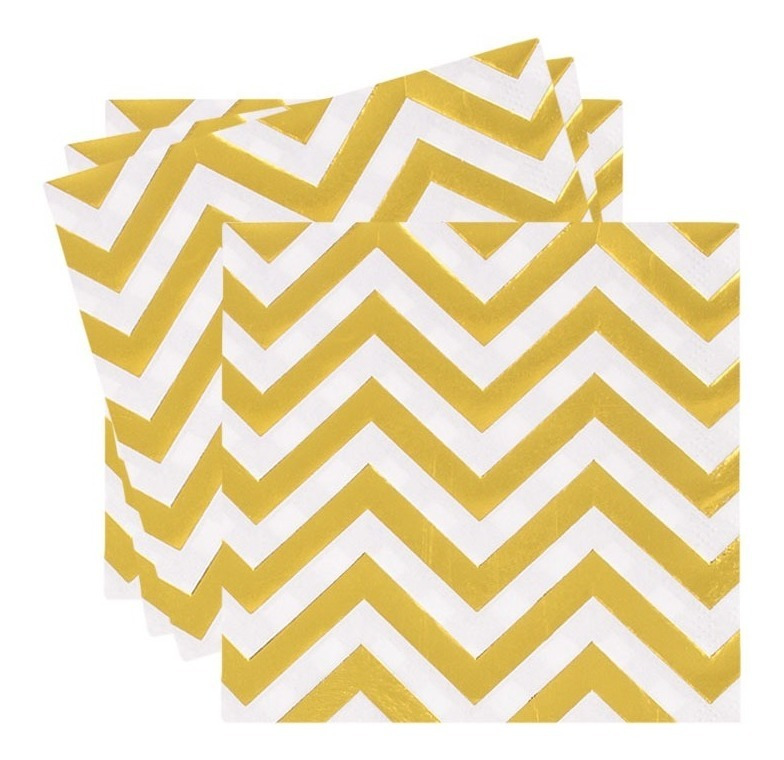 Servilletas De Papel Para Decoración Diseño Raya Zigzag Gold