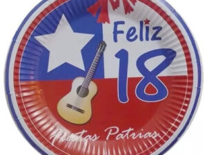 Pack 10 Uds Plato Grande Cartón / Diseño / Fiestas Patrias