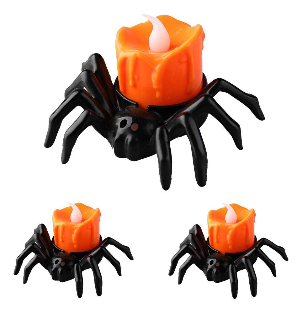 Vela Luz Led / Silueta Araña / Decoración Halloween 3 Uds