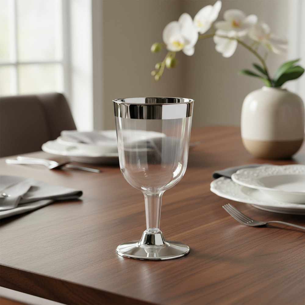 Pack 6 Uds Copas De Plástico Borde Metalizado - Imagen 5