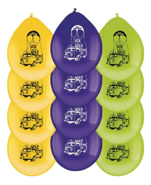 Set Globos Látex  12 Uds  Autobus Feliz Cumpleaños