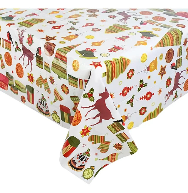 Mantel Plástico Para Decoración Rectangular Motivo Navidad - Imagen 3