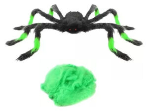 Araña De 45cm + Telaraña Para Decoración Fiesta Halloween