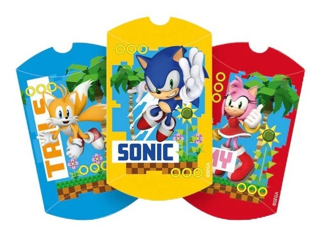 Pack 6 Uds Cajas Para Dulces / Cotillón / Motivo Sonic