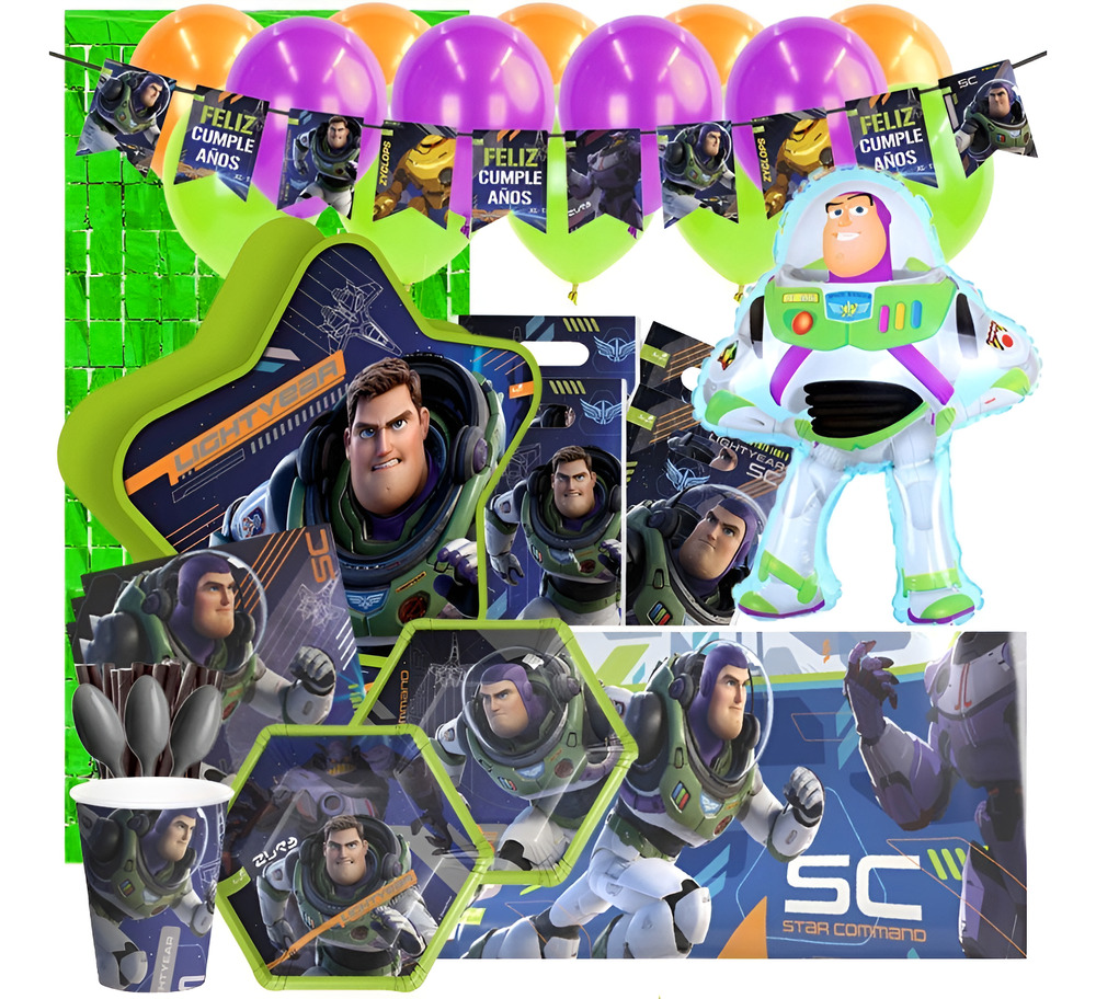 Set De Cumpleaños + Globos + Piñata Motivo Toy Story 12 Per