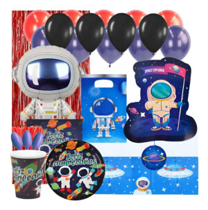 Set De Cumpleaños + Globos + Piñata Astronauta 6 Personas