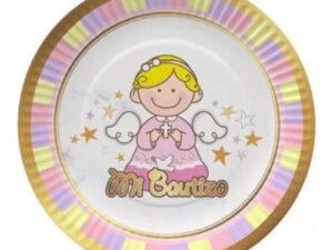 Pack 6 Uds Plato Pequeño Cartón / Diseño Mi Bautizo