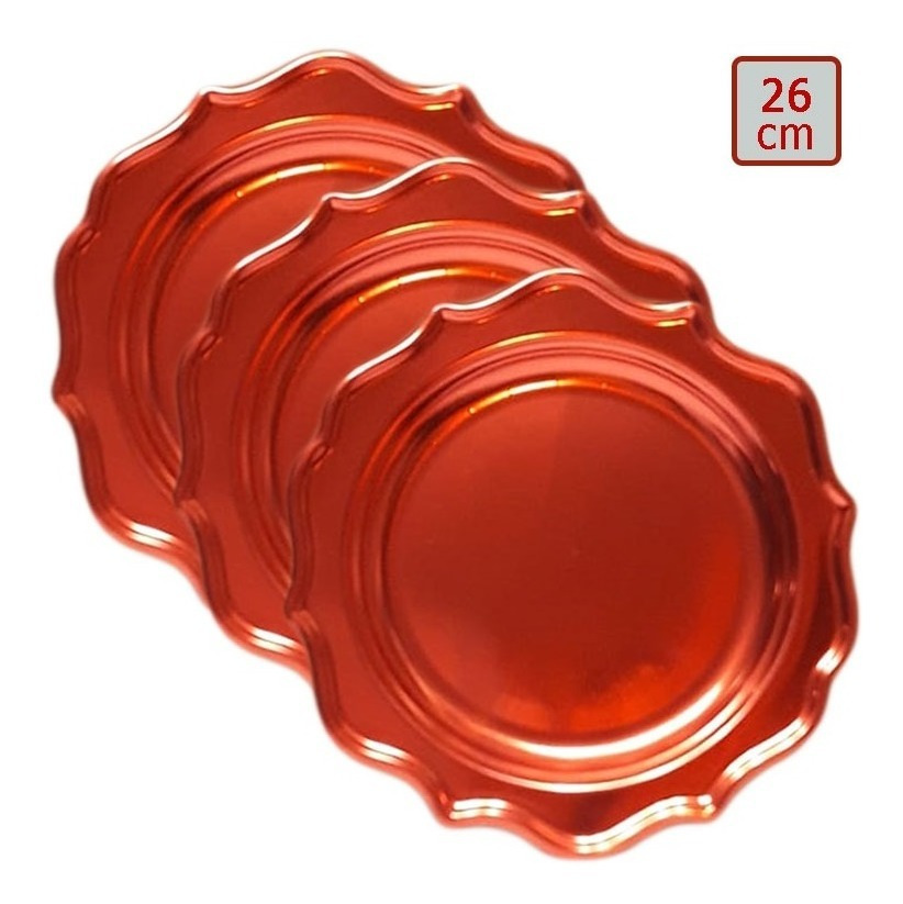 Pack 3 Uds Plato Grande / Diseño Bordes Con Siluetas - Imagen 2