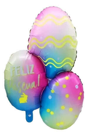 Globo Metálico Silueta Huevos De Pascua / Feliz Pascua!