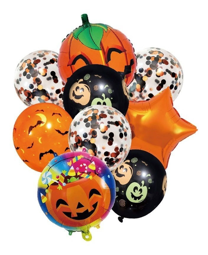 Set De Globos Decoración 9 Uds Motivo Halloween - Imagen 3