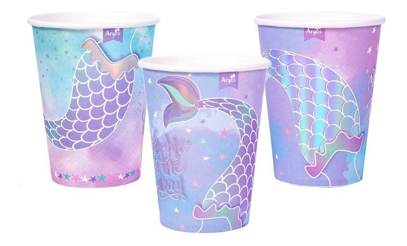 Pack 6 Uds Vaso De Cartón Con Diseño Sirena