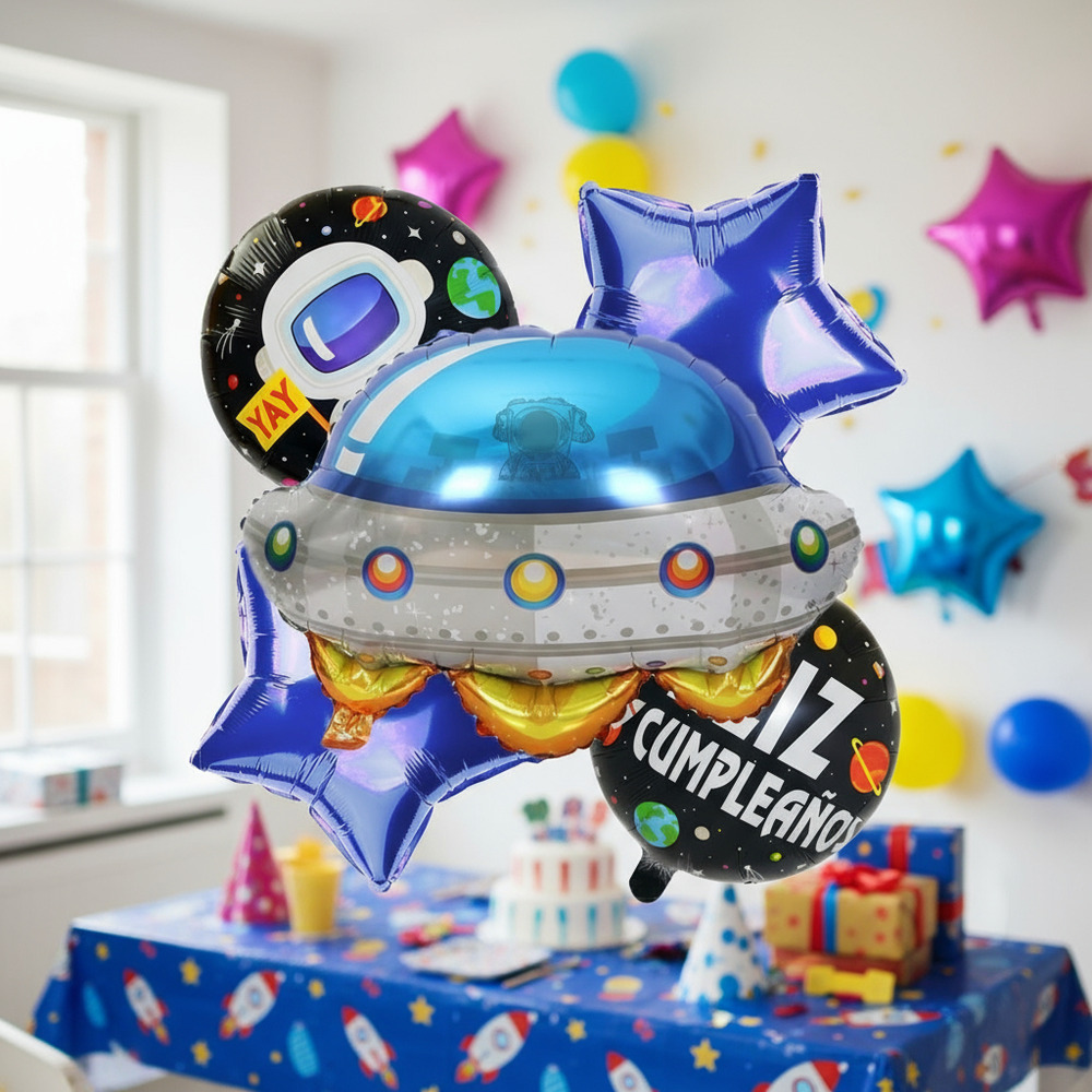 Set De Globos Decoración 5 Uds Espacial + Estrellas - Imagen 3