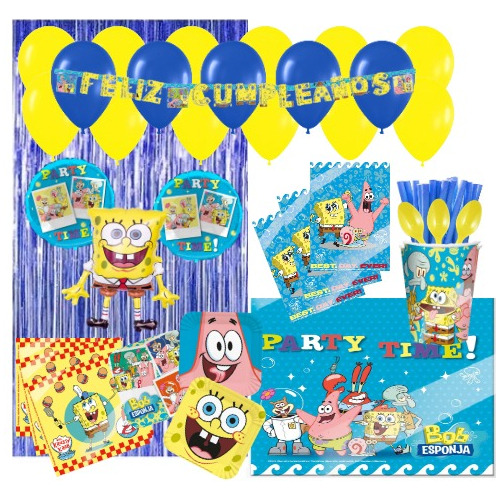 Set Decoración Fiesta + Globos + Motivo Bob Esponja