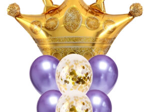 Set De Globos Decoración 7 Uds Corona + Globos Látex Cromado
