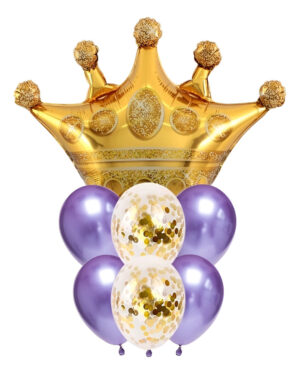 Set De Globos Decoración 7 Uds Corona + Globos Látex Cromado