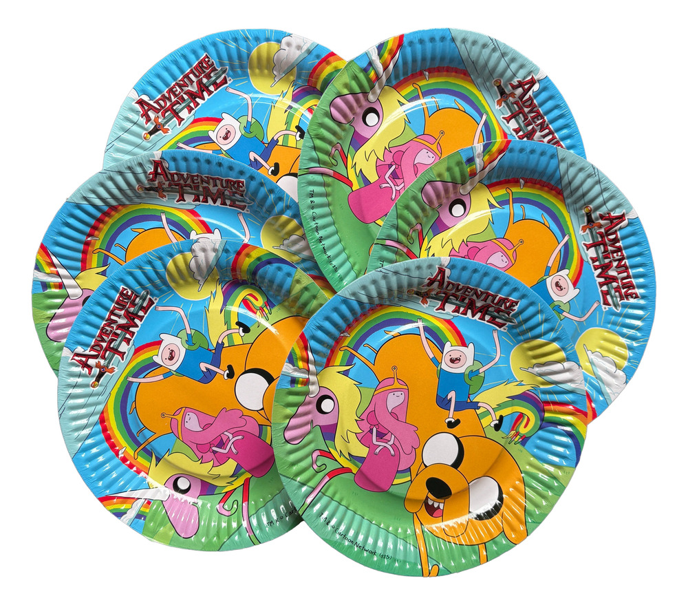 Pack 6 Uds Plato Pequeño Cartón / Diseño Hora Aventura - Imagen 2