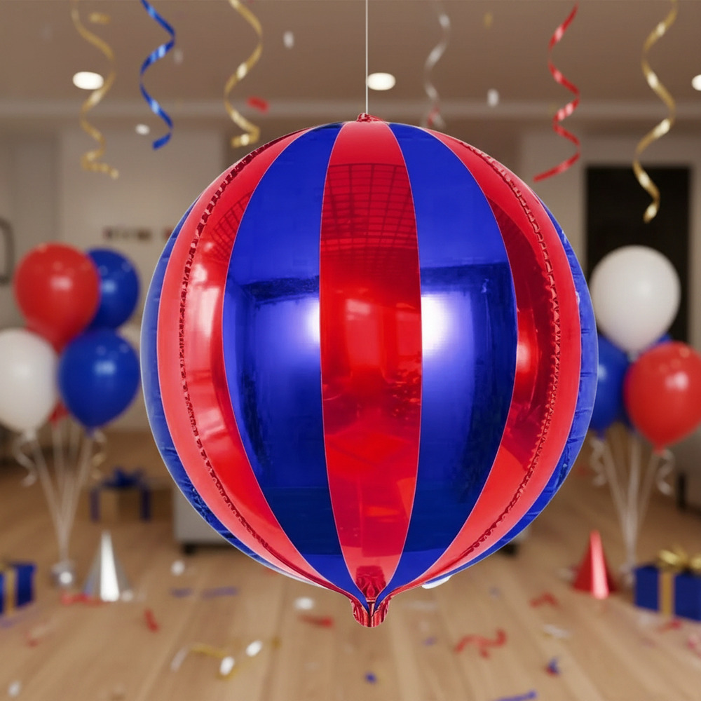 Globo Metálico Esfera Color Rojo / Azul / Efecto 4 D - Imagen 4