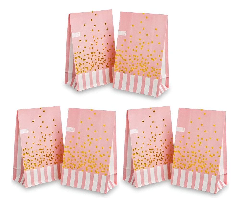 Bolsas De Papel Para Dulces Tonos Pastel Diseño Rayas Puntos