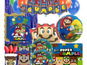 Set De Cumpleaños + Piñata Motivo Super Mario 12 Personas