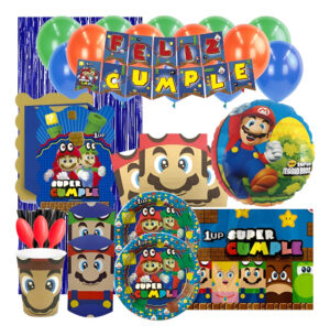 Set De Cumpleaños + Piñata Motivo Super Mario 12 Personas