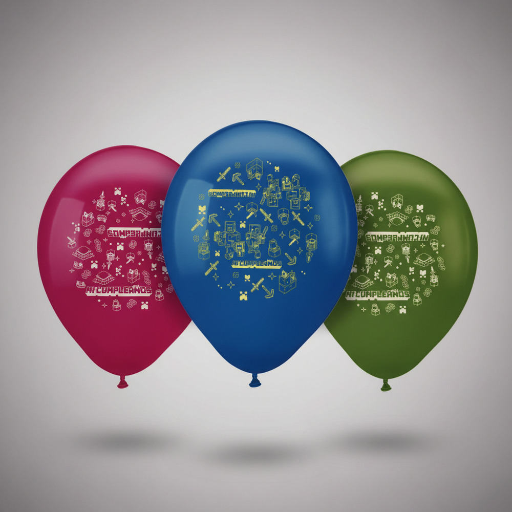 Set Globos Tipo Mt Feliz Cumpleaños Látex 12 Uds