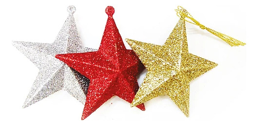 Adorno Arbol De Navidad Estrella 9cm Pack 3 Unidades