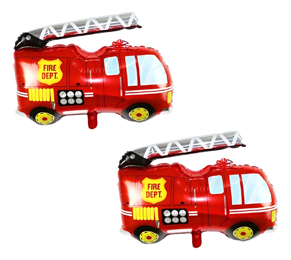 Pack 2 Mini Globo Metálico Con Forma De Camión De Bomberos
