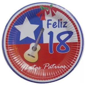 Pack 10 Uds Plato Pequeño Cartón / Diseño / Fiestas Patrias