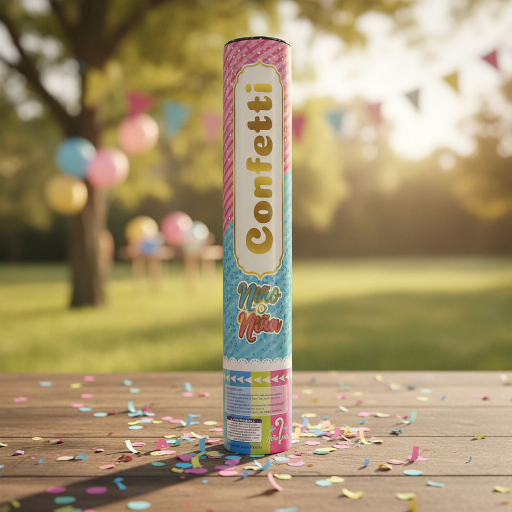 Cañón Confeti Revelación De Género Azul O Rosa Pack De 2 Und - Imagen 5