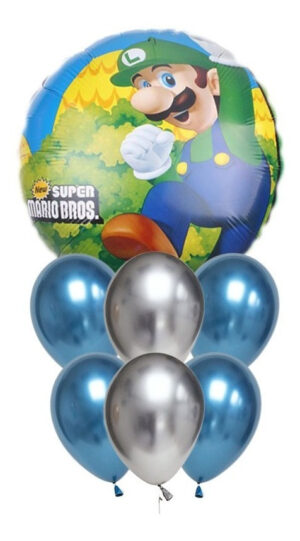 Set De Globos Decoración 7 Uds Personajes Mario Bros
