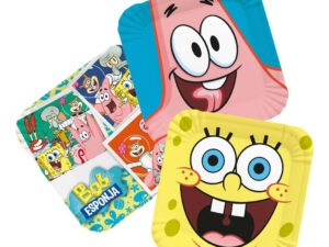 Pack 6 Uds Plato Pequeño Carton / Diseño Bob Esponja