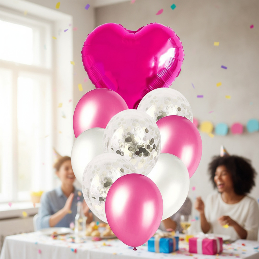 Set De Globos Decoración 9 Uds Corazón + Inflador - Imagen 18