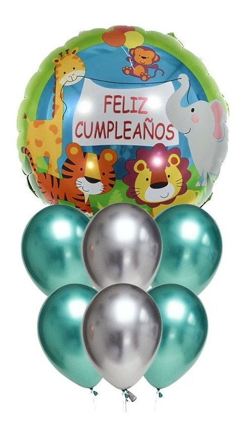Set Globos Decoración 7 Uds Feliz Cumpleaños + 1 Base - Imagen 8