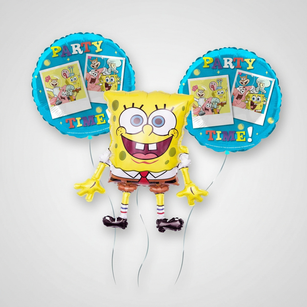 Pack 3 Uds Globos Metalicos Personaje Bob Esponja - Imagen 4