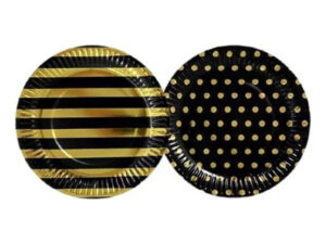 Pack 6 Uds Plato Grande Cartón / Diseño Golden Black