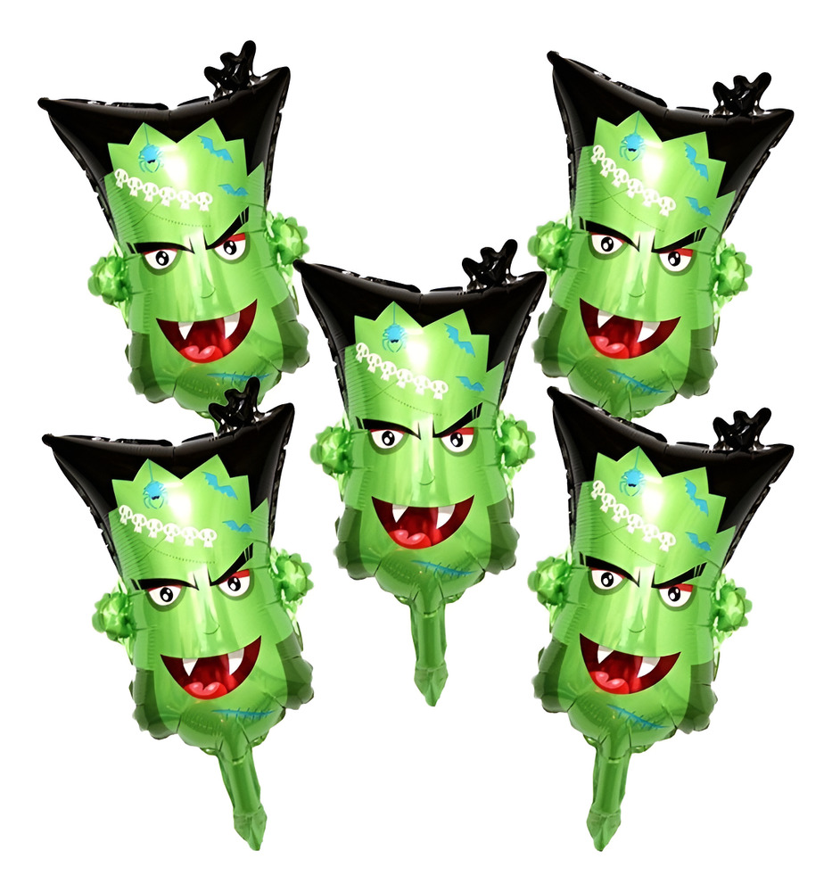 Pack 5 Uds Globo Metálico Para Halloween / Monstruo Verde