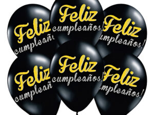 Pack 6 Uds Globos De Látex / Frase Feliz Cumpleaños