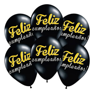 Pack 6 Uds Globos De Látex / Frase Feliz Cumpleaños