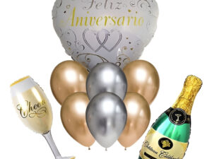 Set De Globos Decoración 9 Uds Corazón ( Feliz Aniversario )