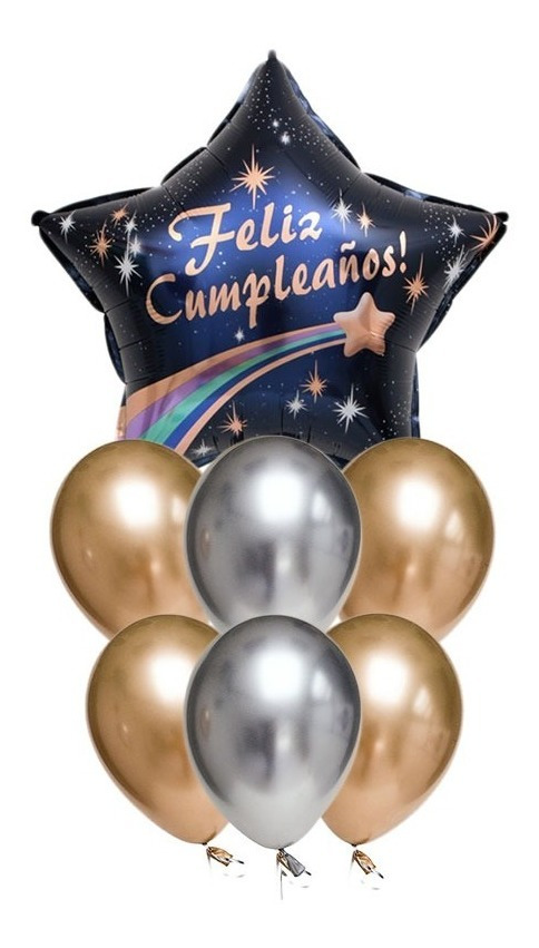 Set Globos Decoración 7 Uds Feliz Cumpleaños + 1 Base - Imagen 5