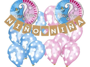 Set Globos Decoración 12 Uds Revelación De Sexo + Guirnalda