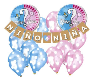 Set Globos Decoración 12 Uds Revelación De Sexo + Guirnalda