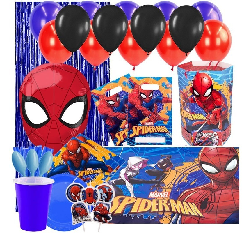 Set Decoración Fiesta + Globos + Piñata Spiderman 6 Pers