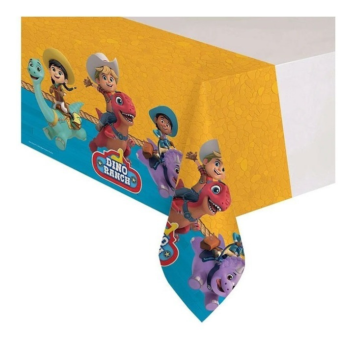 Mantel Plástico Decoración Rectangular Motivo Dino Ranch