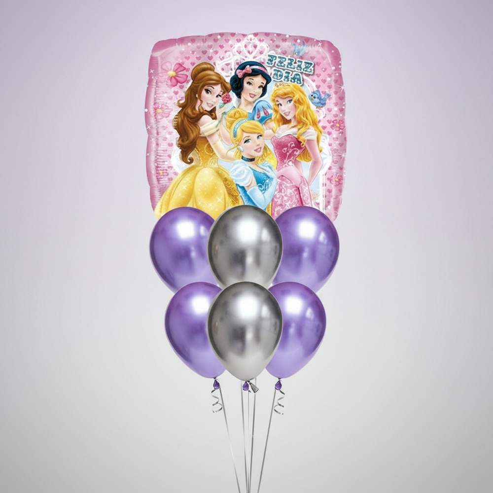 Set De Globos Decoración 7 Uds Personajes Princesas Disney - Imagen 4
