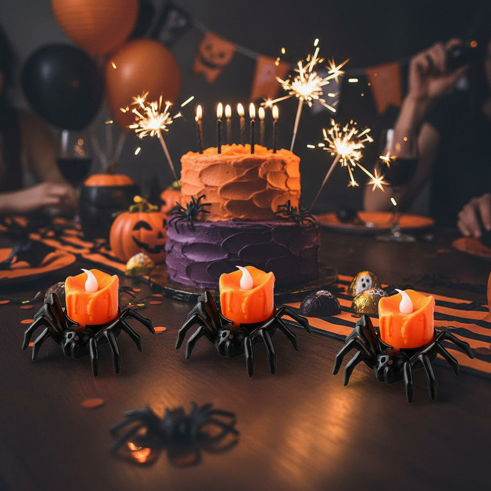 Vela Luz Led / Silueta Araña / Decoración Halloween 3 Uds - Imagen 4