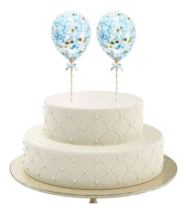 Pack 2 Uds Set Decoración Para Tortas Mini Globos De Confeti - Imagen 3