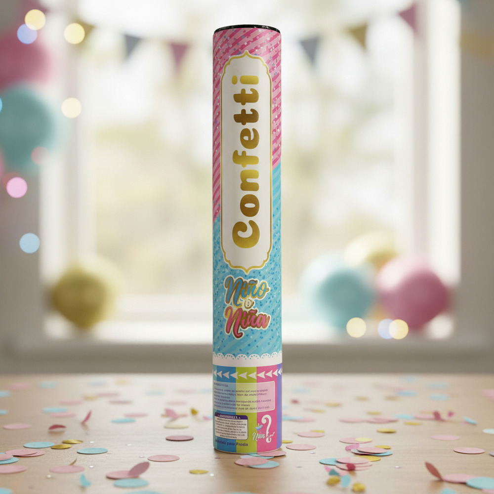 Cañón Confeti Revelación De Género Azul O Rosa Pack De 2 Und - Imagen 2