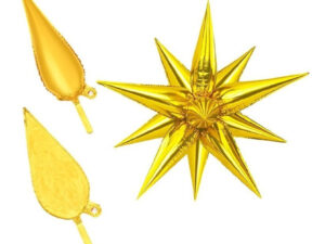 Globo Metálico Motivo Estrella De 12 Puntas 3d / Dorado