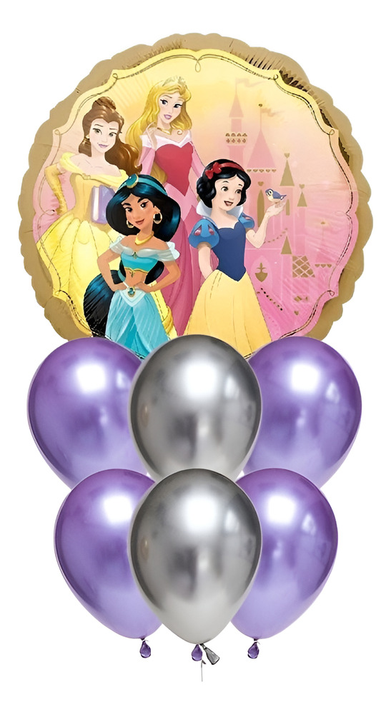 Set De Globos Decoración 7 Uds Personajes Princesas Disney - Imagen 9